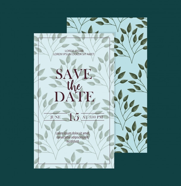 Set De Save The Date Card Avec Feuilles