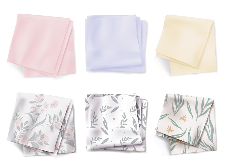 Vecteur gratuit set de serviettes de cuisine avec des motifs floraux