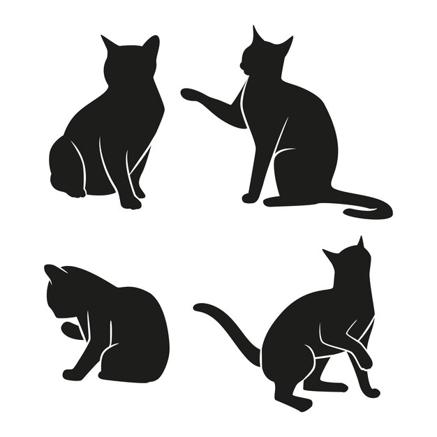 Set de silhouettes d'animaux dessinées à la main
