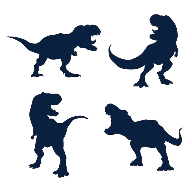 Vecteur gratuit set de silhouettes de t-rex dessinées à la main