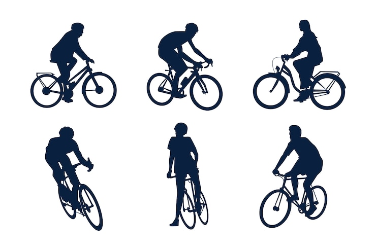 Vecteur gratuit set de silhouettes de vélos dessinées à la main