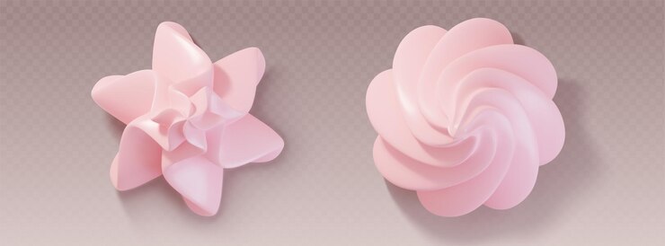 Vecteur gratuit set de tourbillons de crème fouettée rose