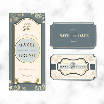 Set de vector étiquette mariage invitation vintage