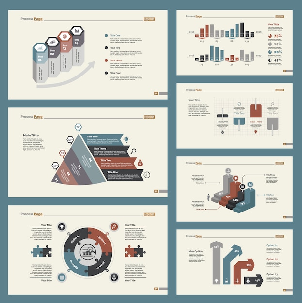 Vecteur gratuit seven training slide templates set