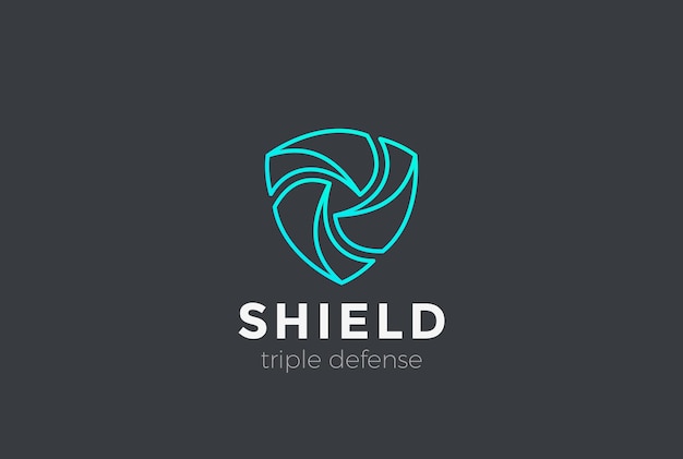 Shield Teamwork protège le logo de la défense. Style linéaire.