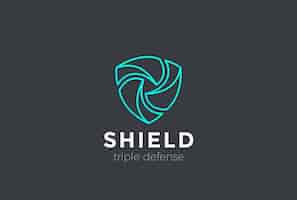 Vecteur gratuit shield teamwork protège le logo de la défense. style linéaire.