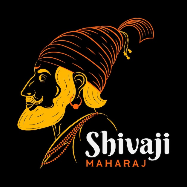 Vecteur gratuit shivaji maharaj illustration ombres jaunes silhouette