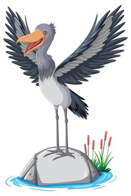 Shoebill Stork debout sur rock