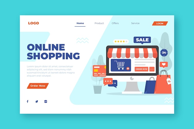 Vecteur gratuit shopping concept de page de destination en ligne