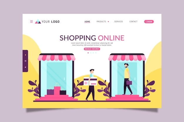 Vecteur gratuit shopping concept de page de destination en ligne