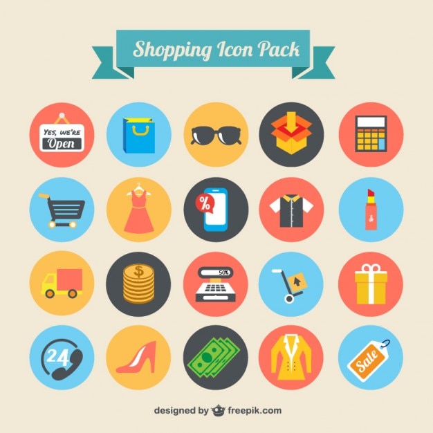 Vecteur gratuit shopping icons emballent