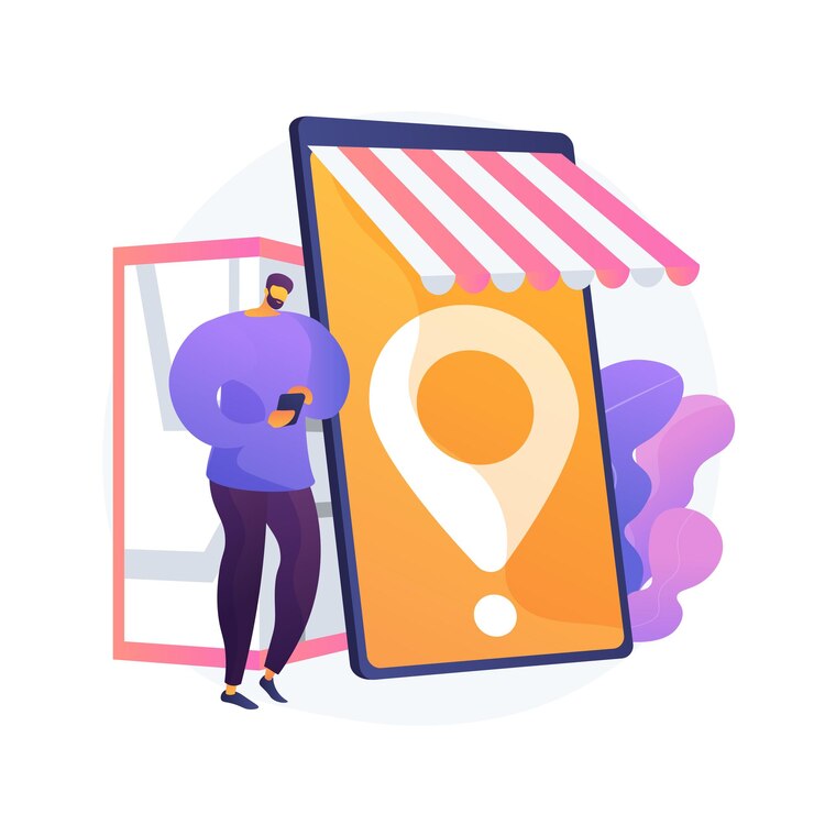 Vecteur gratuit shopping mobile, eshopping. shopping moderne, détaillant en ligne, élément de conception de commodité pour le consommateur. place de marché avec service de livraison d'achat.
