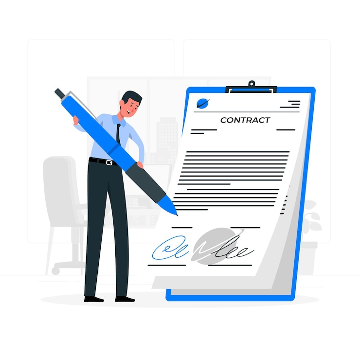 Vecteur gratuit signature d'une illustration de concept de contrat