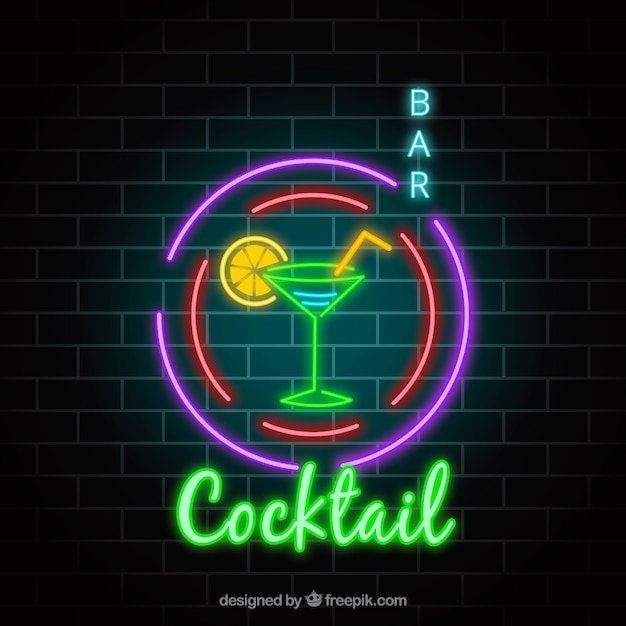 Signe au néon cocktail coloré