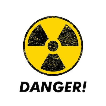 Signe de cercle jaune d'avertissement radioactif. symbole de vecteur d'avertissement de radioactivité.