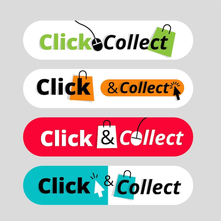 Vecteur gratuit signe détaillé de clic et de collecte