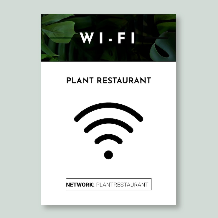 Vecteur gratuit signe wifi de plantes de restaurant géométrique minimaliste