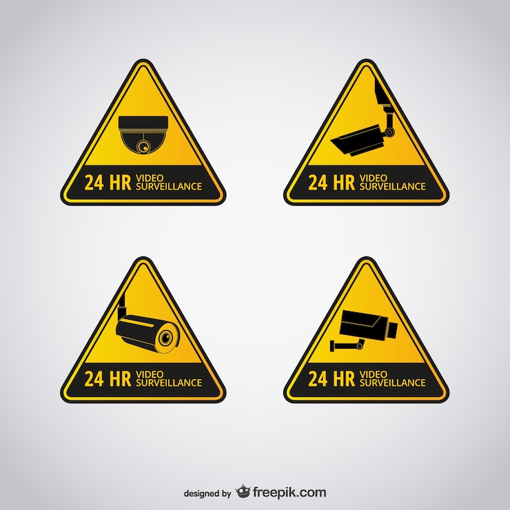 Vecteur gratuit signes de vidéosurveillance
