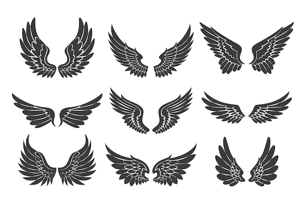 Vecteur gratuit silhouette d'ailes d'ange design plat