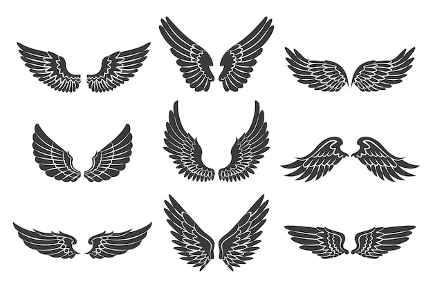 Vecteur gratuit silhouette d'ailes d'ange design plat