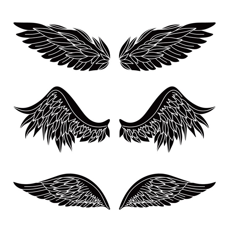 Vecteur gratuit silhouette d'ailes d'ange dessinées à la main