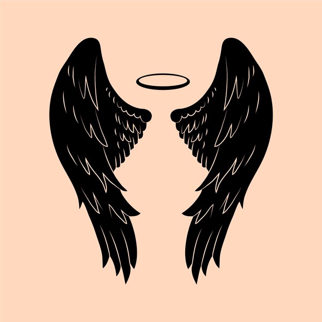 Silhouette d'ailes d'ange dessinées à la main