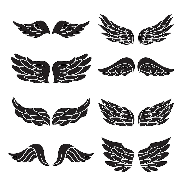 Vecteur gratuit silhouette d'ailes d'ange dessinées à la main
