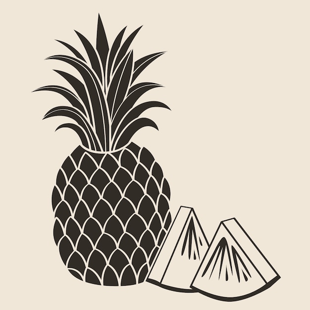 Vecteur gratuit silhouette d'ananas dessinée à la main