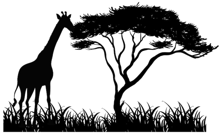 Vecteur gratuit silhouette d'animal dans la nature à fond blanc