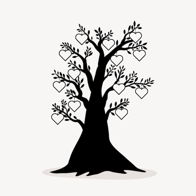 Vecteur gratuit silhouette d'arbre généalogique dessiné à la main