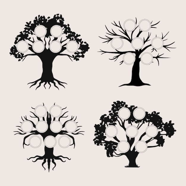 Vecteur gratuit silhouette d'arbre généalogique dessiné à la main