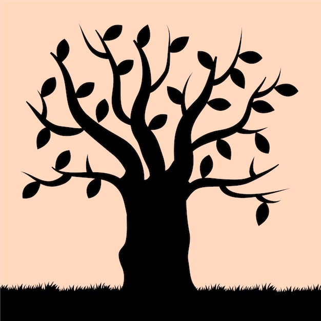Vecteur gratuit silhouette d'arbre généalogique dessiné à la main