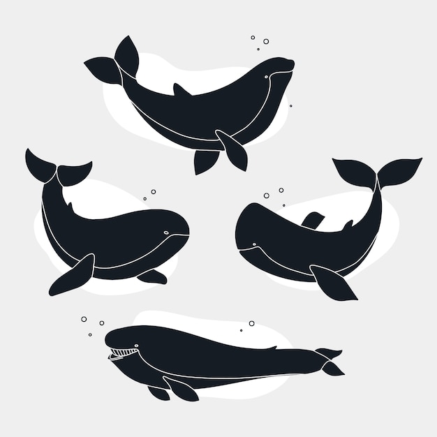 Vecteur gratuit silhouette de baleine dessinée à la main