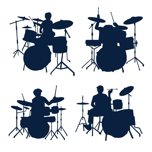 Silhouette de batteur dessiné à la main