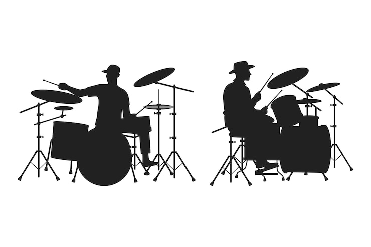 Vecteur gratuit silhouette de batteur dessiné à la main