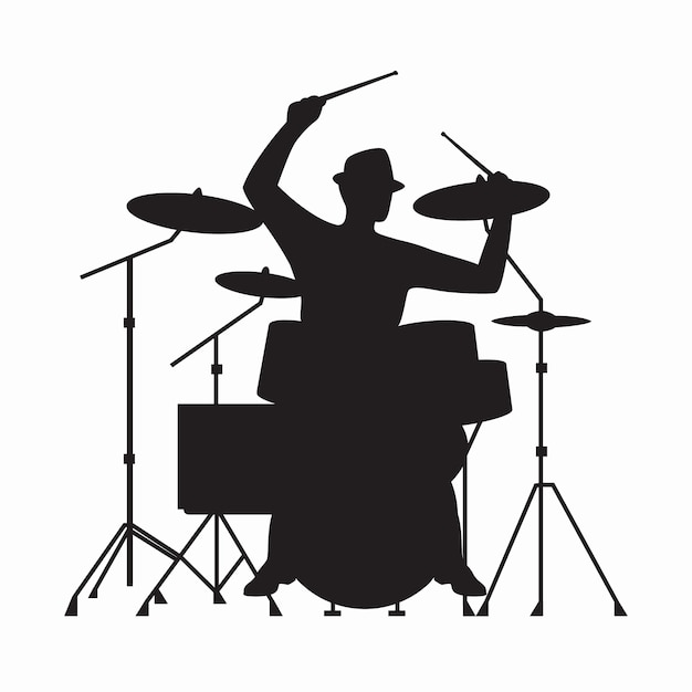 Vecteur gratuit silhouette de batteur dessiné à la main