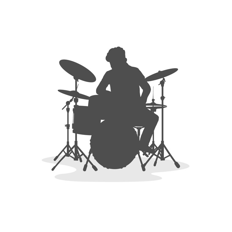 Vecteur gratuit silhouette de batteur dessinée à la main