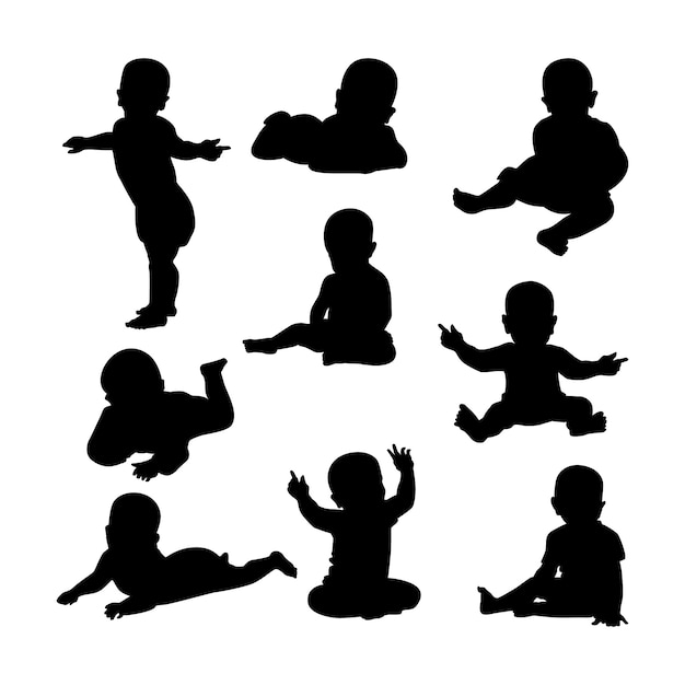 Vecteur gratuit silhouette de bébé design plat