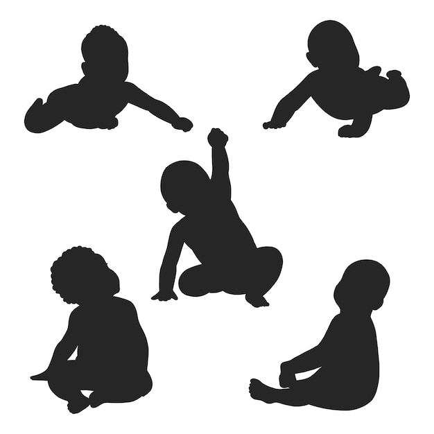 Vecteur gratuit silhouette de bébé dessiné à la main