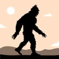 Vecteur gratuit silhouette de bigfoot design plat