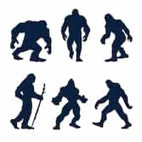 Vecteur gratuit silhouette de bigfoot design plat