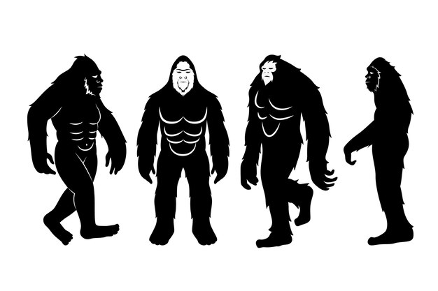 Silhouette bigfoot dessinée à la main