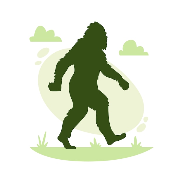 Vecteur gratuit silhouette bigfoot dessinée à la main