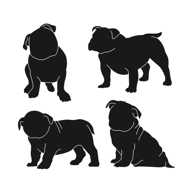 Silhouette De Bulldog Dessinée à La Main