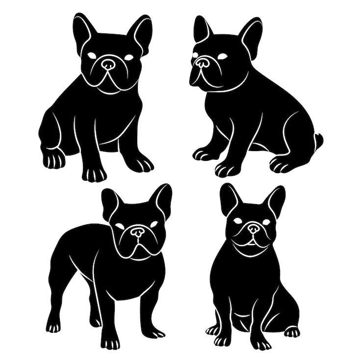 Vecteur gratuit silhouette de bulldog dessinée à la main