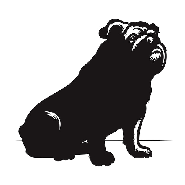 Vecteur gratuit silhouette de bulldog dessinée à la main