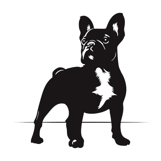 Vecteur gratuit silhouette de bulldog dessinée à la main