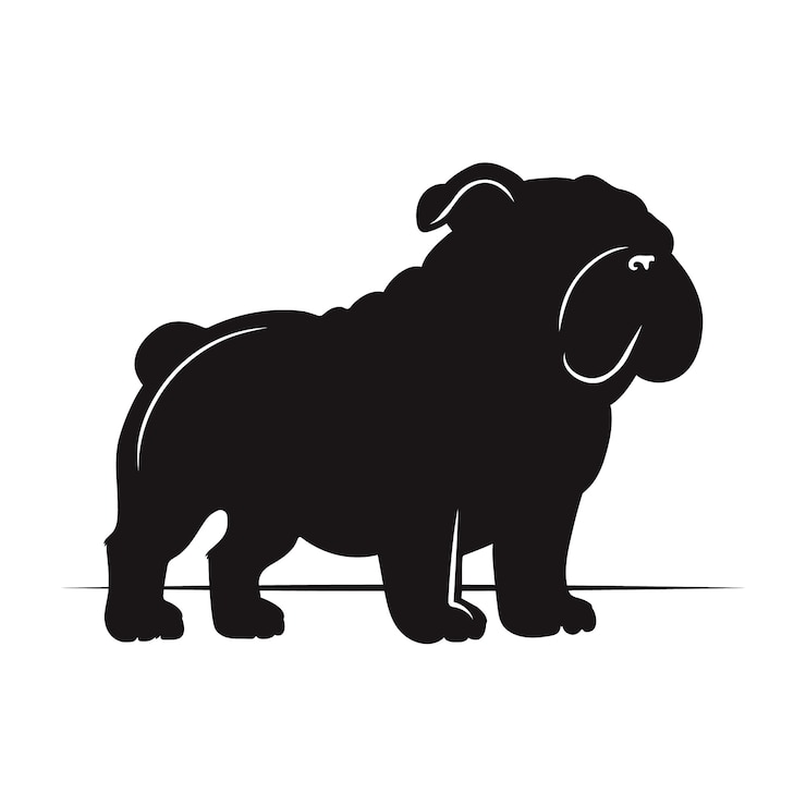 Vecteur gratuit silhouette de bulldog dessinée à la main