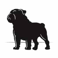 Vecteur gratuit silhouette de bulldog dessinée à la main