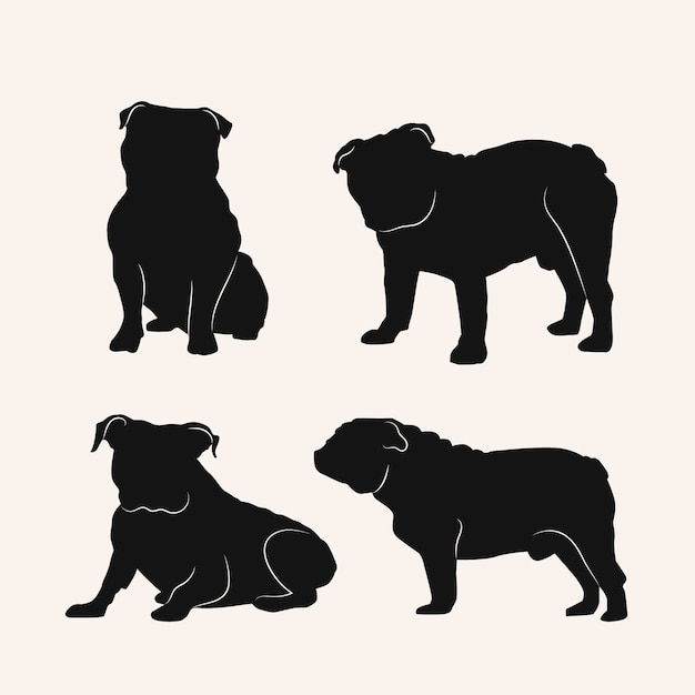 Silhouette De Bulldog Dessinée à La Main